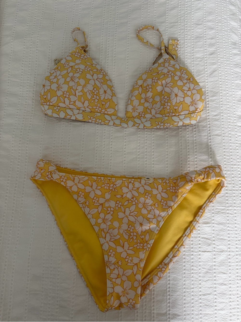 Hollister Yellow Floral Triangle Bikini Set